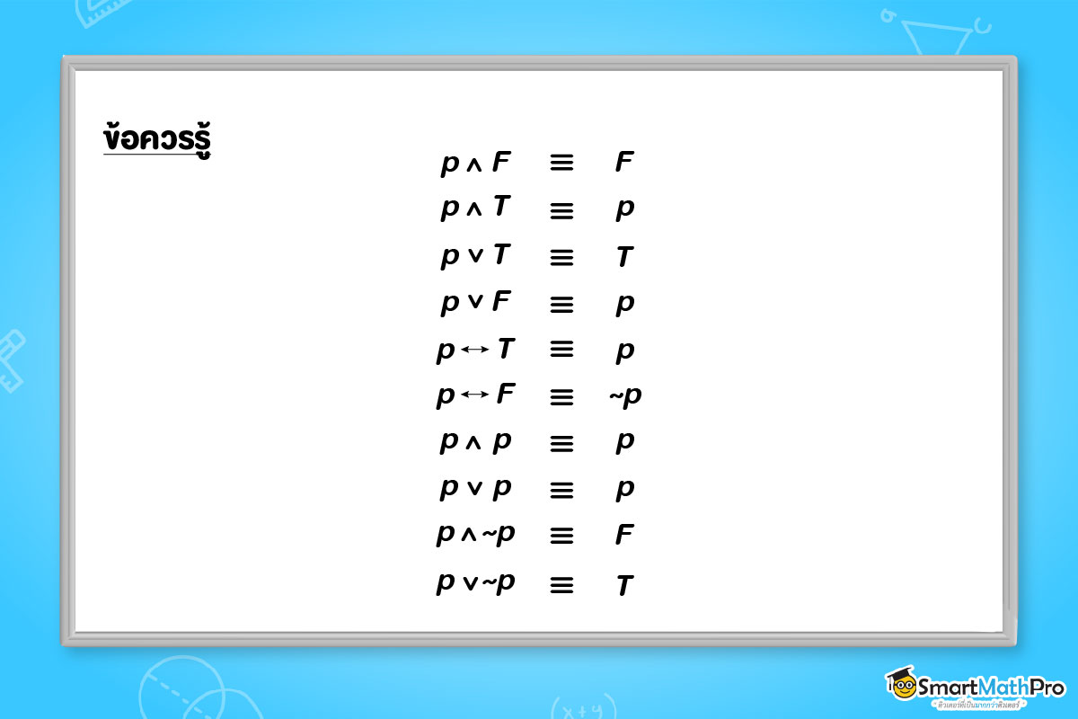 สูตรหาค่าความจริงของประพจน์ในเรื่องตรรกศาสตร์