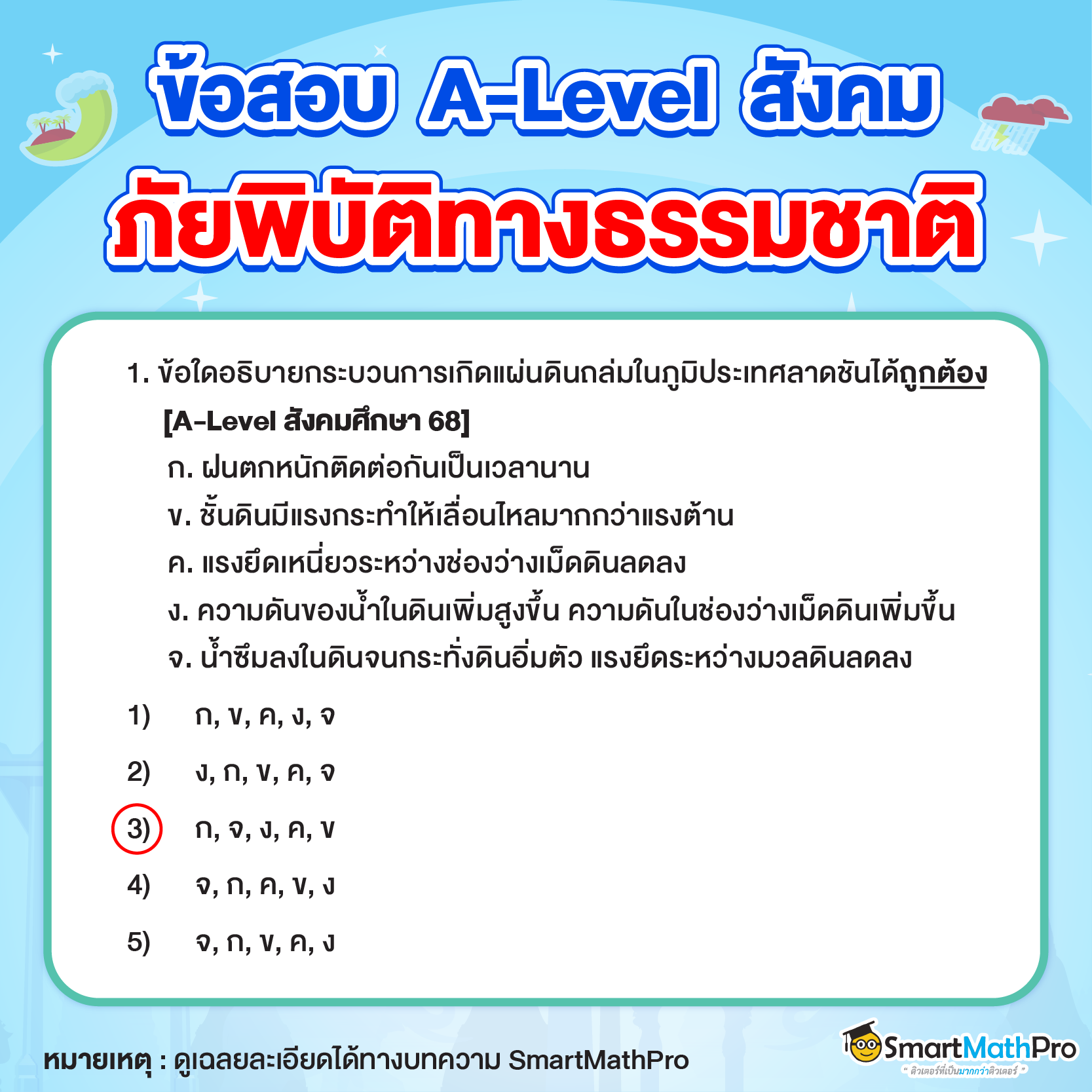 ข้อสอบวิชาสังคมเรื่องภัยพิบัติทางธรรมชาติพร้อมเฉลยข้อที่ 2