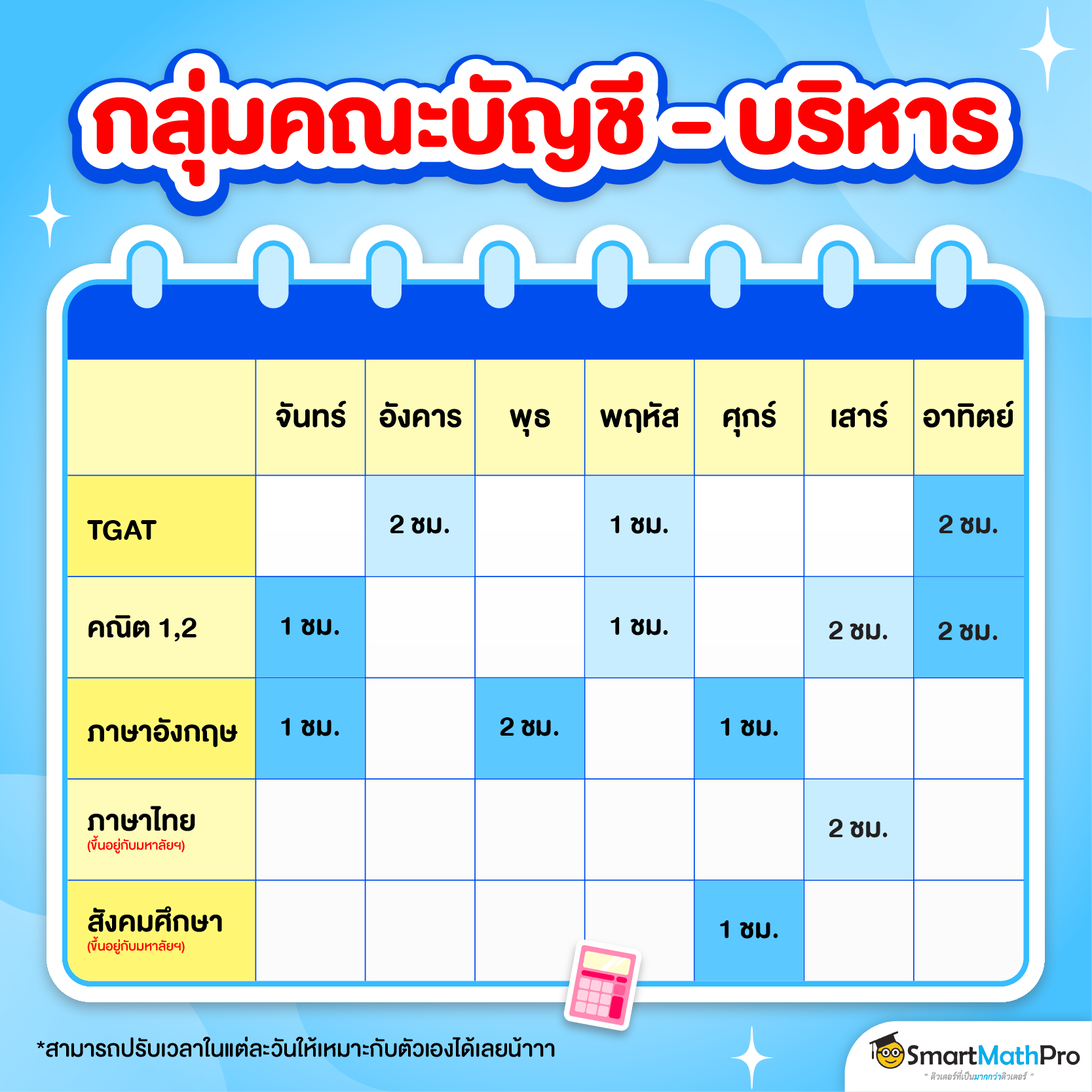 แจกแพลนอ่านหนังสือแยกรายคณะ TCAS69 (กลุ่มคณะบัญชีบริหาร)