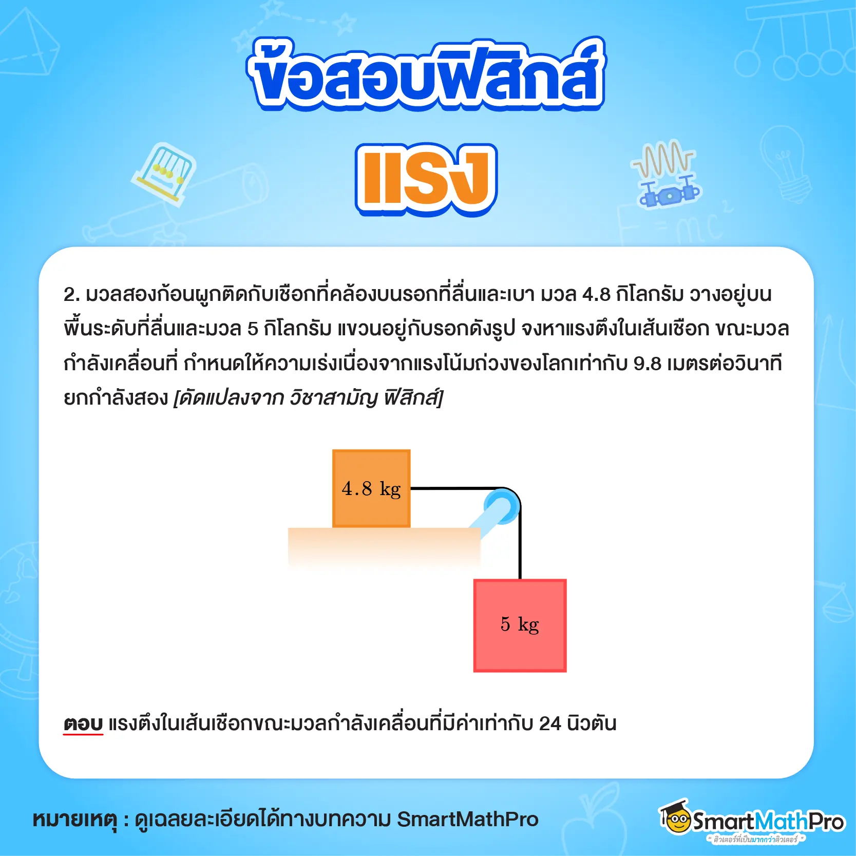 ข้อสอบแรง ฟิสิกส์ ม.4 พร้อมเฉลย ข้อที่ 2